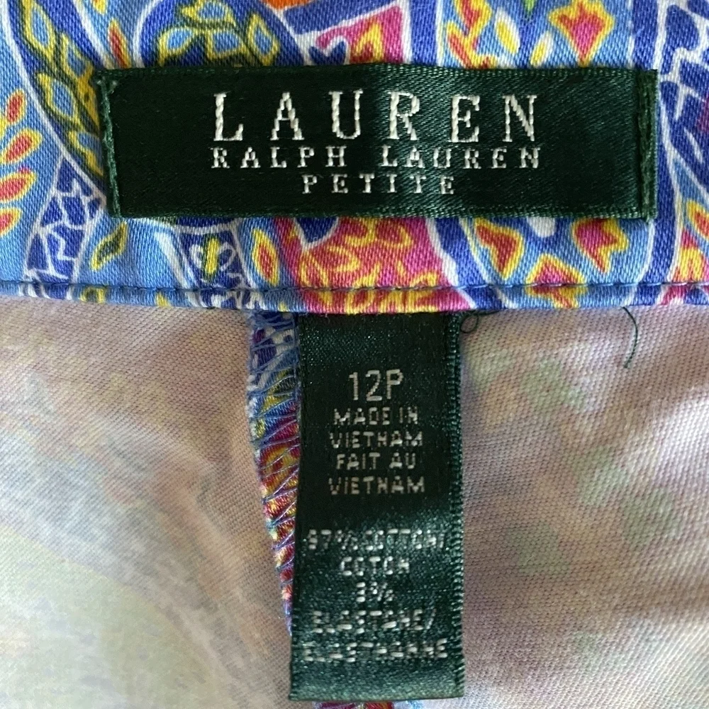 Lauren Ralph Lauren Paisley Pants Orange Purple Blue 12 Petite